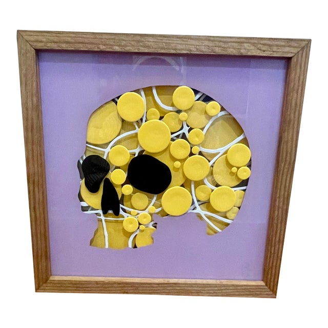 Brett Henderson Purple & Gold Skull Painting For Sale