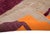Modern hand-knotted wool rug featuring bold Vibrant Orange and Red Plum blocks on a Taupe backdrop. Its geometric design...
