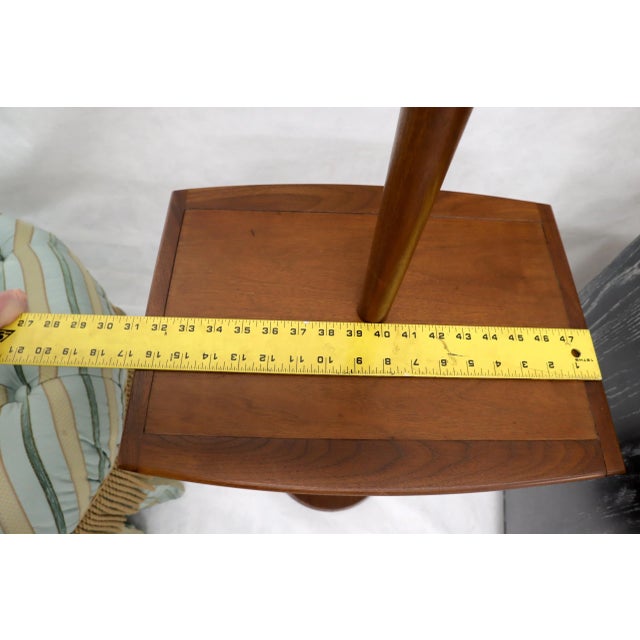 Solid Oiled Walnut or Teak End Side Table Tapered Base Floor Lamp For Sale - Image 4 of 9