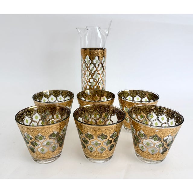 Mid-Century Modern Mid-Century Culver Valencia Rocks Glasses & Pitcher - Set of 7 For Sale - Image 3 of 8