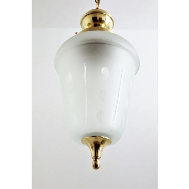 Mid-Century Modern Glass & Brass Chandelier by Luigi Caccia Dominioni, 1970s For Sale - Image 3 of 16