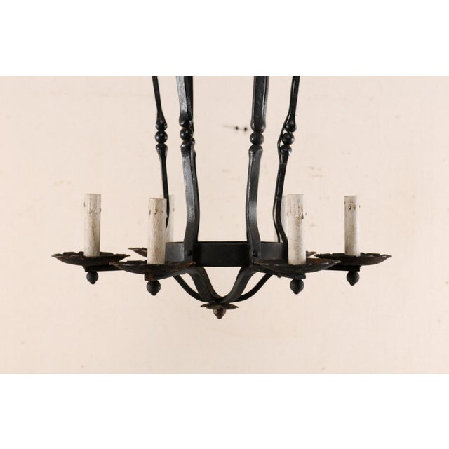 French Mid 20th Century French Hand-Forged Chandelier For Sale - Image 3 of 9