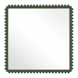 Fleur Home Carnival Muses Square Mirror in Duck Green, 36x36 For Sale