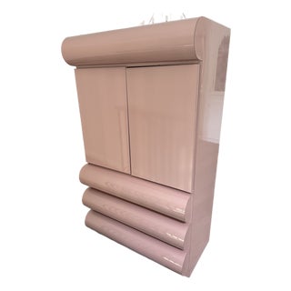 1980s Postmodern Pink Laminate Bullnose Tallboy Dresser For Sale