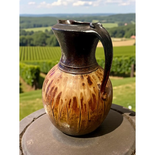 1990s Richard Aerni Signed Ash Glazed Studio Pottery Pitcher Vase-Rochester-Art-Jug For Sale - Image 4 of 9