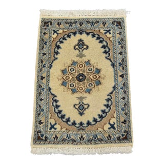 Nain Rug 1’3” X 1’10” Ivory Wool Vintage Traditional Hand-Knotted Carpet For Sale