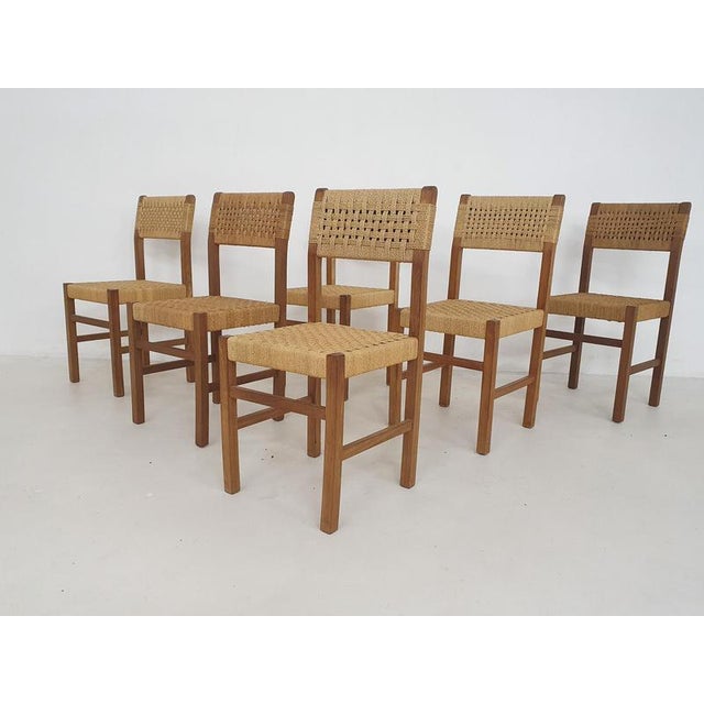 Vintage French Papercord Dining Chairs, 1950s, Set of 6 For Sale - Image 6 of 6