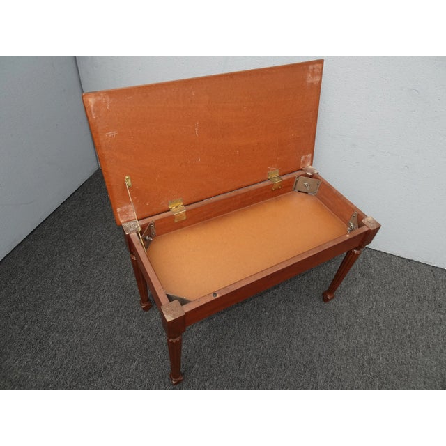 Vintage French Needlepoint Tapestry Bench Stool ~ Green Floral Stitch For Sale - Image 9 of 12