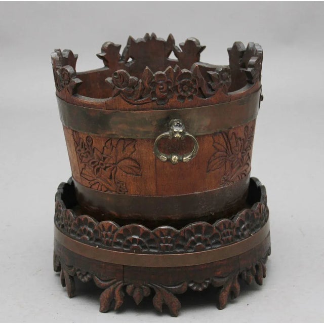 Wood 19th-Century Carved Oak Basket on Stand For Sale - Image 7 of 11