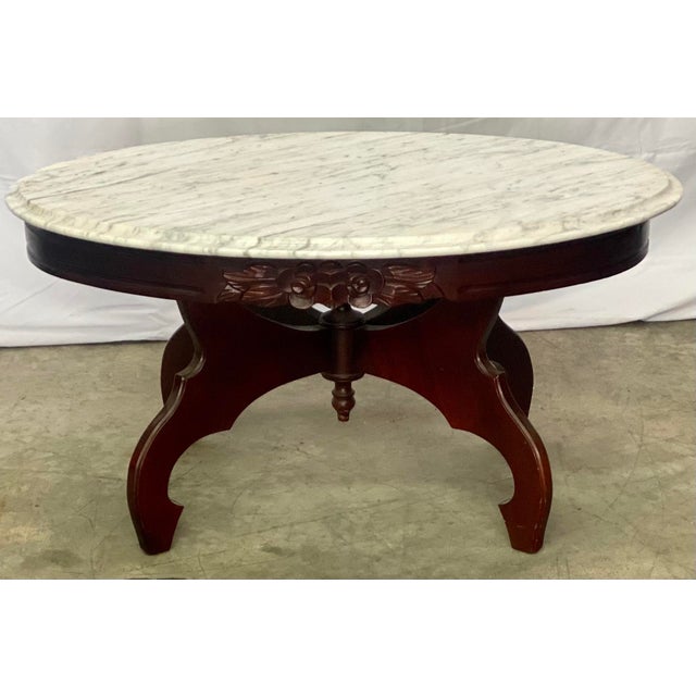 Vintage Mahogany Kimball Italian Marble Top Oval Coffee Table Chairish