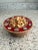 Raspberry Red Wood Bowl Hand Carved One-of-a-Kind Trimmed With Antler Horn Slices For Sale - Image 8 of 11