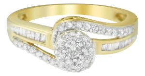 10K Yellow Gold Diamond Cluster Ring (1/2 Cttw, I-J Color, I2-I3 Clarity) - Size 6