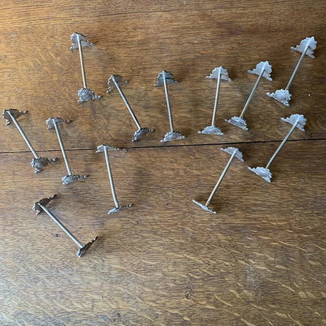 Silver Monogrammed Silver-Plated Knife Holders, Set of 12 For Sale - Image 8 of 17