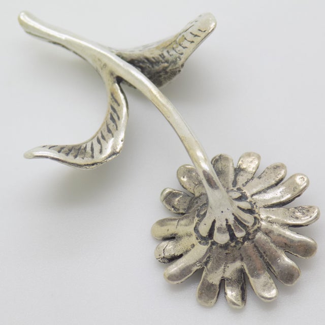 Silver Vintage Italian Handmade Genuine Silver Daisy Flower Dollhouse Figurine, 1970s For Sale - Image 8 of 13
