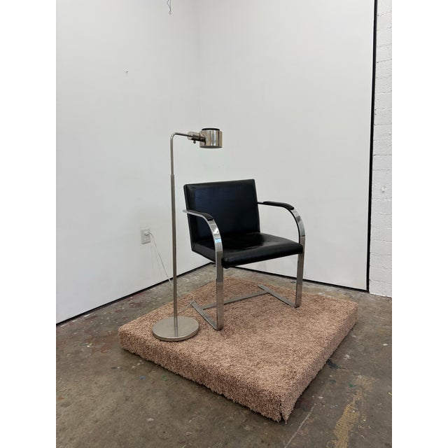 1990s Vintage Minimalist Chrome Floor Lamp by Casella Lighting — Adjustable Mid-Century Modern Sofa Lamp For Sale - Image 5 of 11