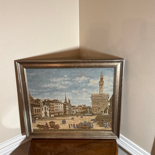 Gray Vintage Italian Framed Needlepoint Textile For Sale - Image 8 of 10