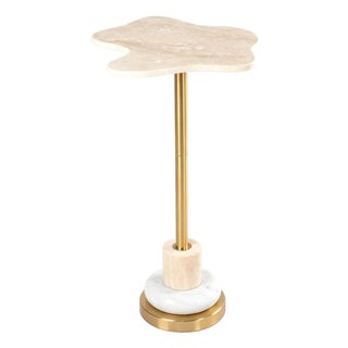 Elliniko Free Form Travertine and Marble Side Table For Sale