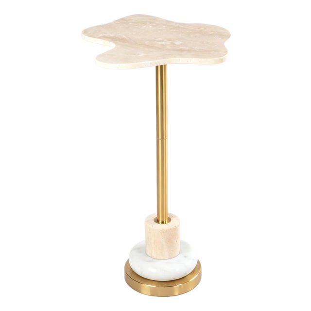 Elliniko Free Form Travertine and Marble Side Table For Sale