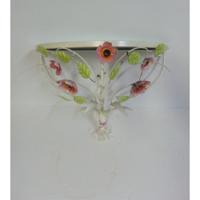 Metal Italian Floral Tole Hanging Shelf For Sale - Image 7 of 7