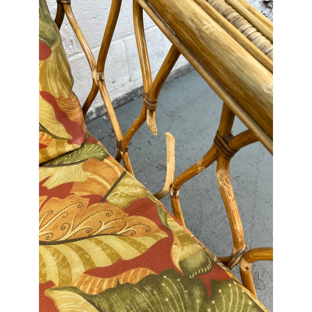 Wood Vintage Floral Bentwood and Rattan Loveseat For Sale - Image 7 of 7