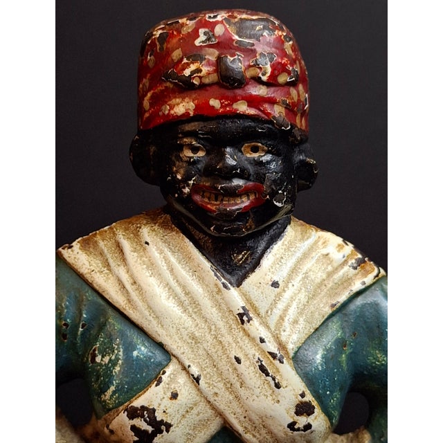 American Antique Cast Iron Woman Hands on Hips Doorstop Original Paint 1920s Albany Foundry Americana For Sale - Image 3 of 11