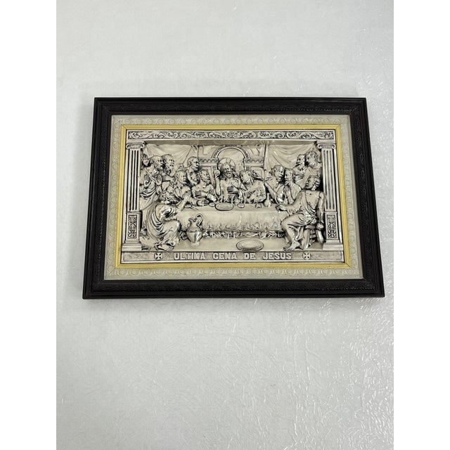Large "Last Supper of Jesus" in plated silver, made in Italy in the 1960s. Reproduction of Leonardo da Vinci's Cenacle, or...
