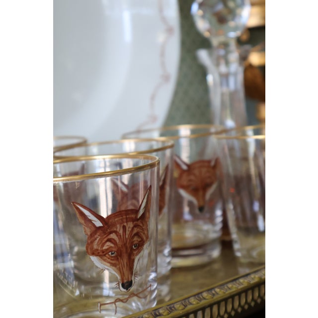 Mid-20th Century Cyril Gorainoff–Attributed Hand-Painted Fox Mask Cocktail Glasses — Set of 8 For Sale - Image 9 of 15