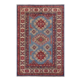 Southwestern Kazak Light Blue/Beige Wool Rug - 3'1''x4'5'' For Sale