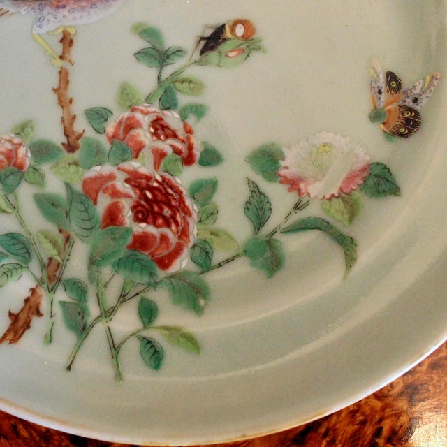 Rose Trio of Rose Canton Chinese Export Porcelain Plates For Sale - Image 8 of 18