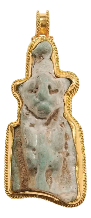 Antique Faience Cat Trimmed W 21k Gold