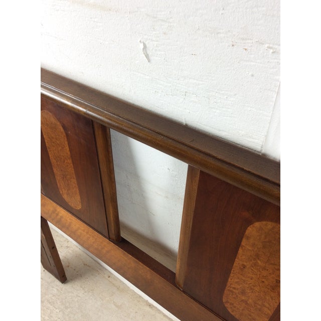 Mid Century Modern Full Size Headboard With Burl Inlay For Sale - Image 16 of 18