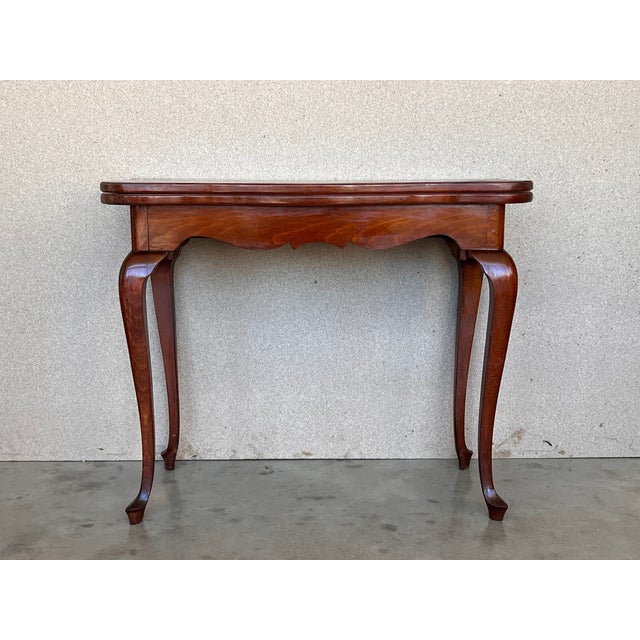 Traditional Game Card Fold Over Side Table or Tea Table With Hidden Drawer For Sale - Image 3 of 12