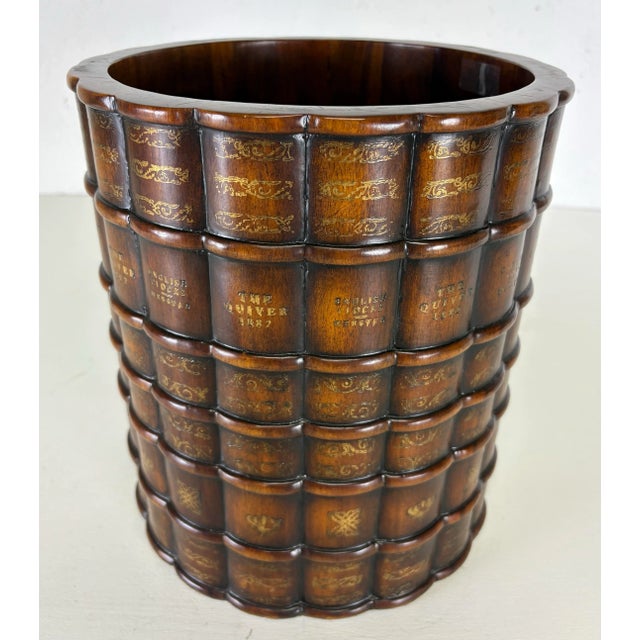 Vintage Hand Carved Walnut Faux Book Bin After Maitland Smith For Sale In Philadelphia - Image 6 of 9