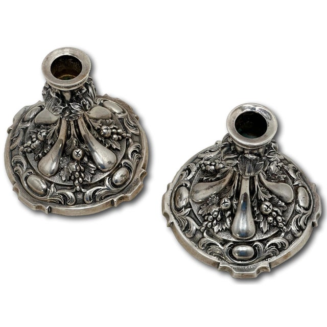 Tiffany and Co. Antique Fine & Beautiful Victorian Tiffany & Company Heavy Solid Cast Silverplate Candlesticks - A Pair For Sale - Image 4 of 18