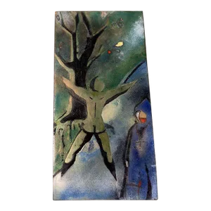 Postmodern Studio Art Figurative Nude Colored Glazed Tile Hanging Wall Sculpture