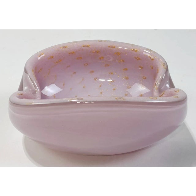 Mid 20th Century Vintage Venetian Murano Dish Pink W/ Gold Flecks For Sale - Image 5 of 8