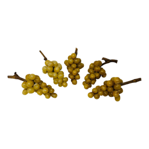 Exquisite 1940s Italian Alabaster Grapes - Set of 5 Hand-Carved Honey Gold Clusters