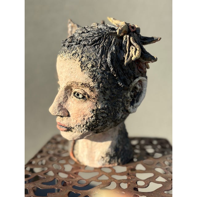 Rustic Vintage Sculpture or Pottery Dyad or Wood Nymph, One-of-a-Kind For Sale - Image 3 of 9