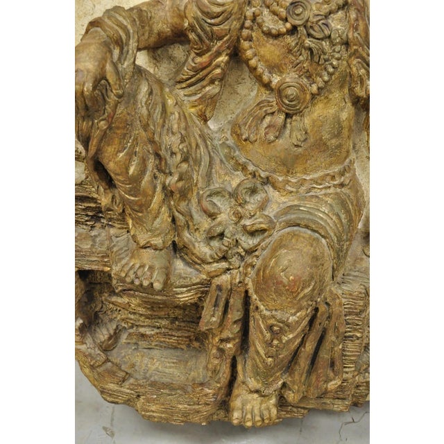 Plastic Vintage 43" Fiberglass Kuan Shih Yin Buddha Relief Round Wall Art Sculpture For Sale - Image 7 of 12