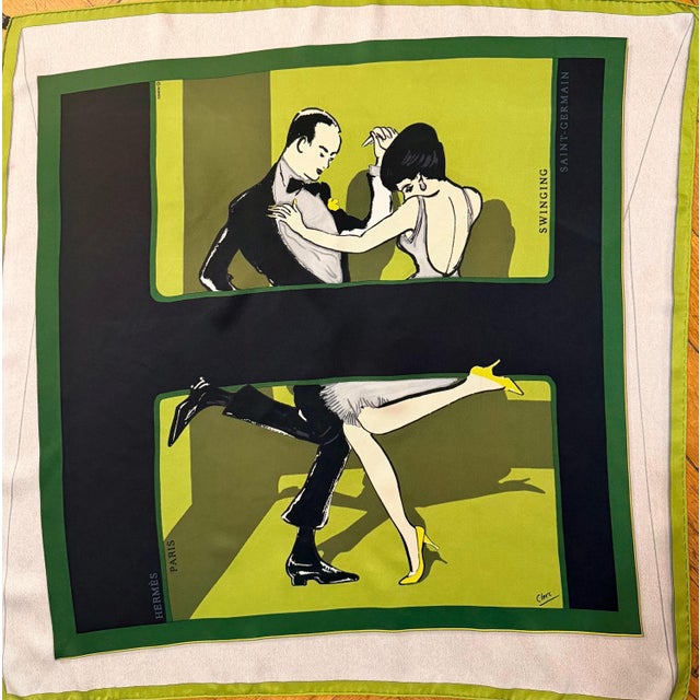 HERMÈS SWINGING saint-GERMAIN Silk Scarf designed by Jean Louis Clerc and Anamorphee 2007 For Sale