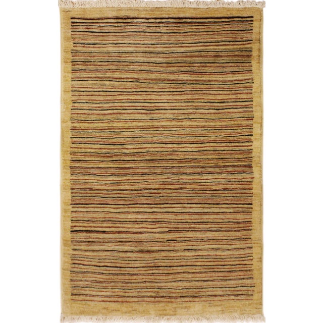 Shabby Chic Gabbeh Beige/Rust Wool Rug - 3'0'' X 4'9'' For Sale - Image 9 of 10