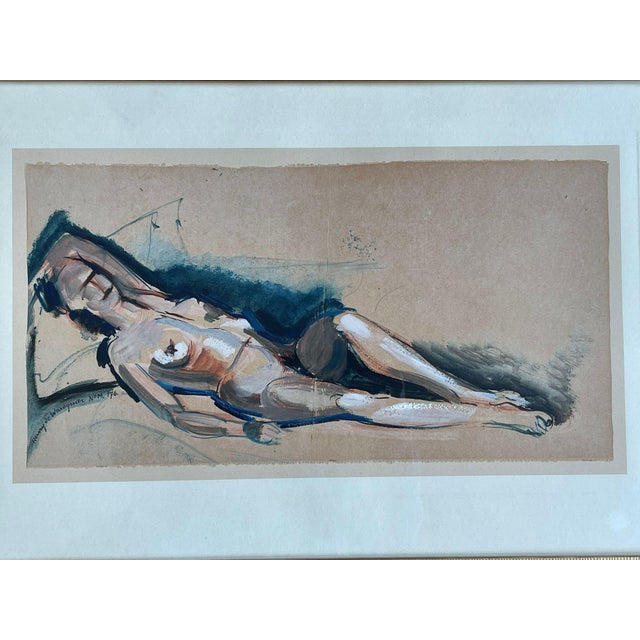 1920s Henry De Waroquier, Reclining Nude, 1920s, Watercolor For Sale - Image 5 of 16