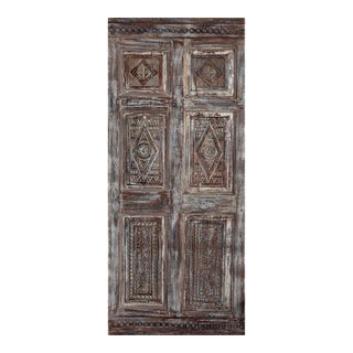Antique Hand-Carved French Door — Single Sliding Barn Door for Bedroom or Interior Use 80x34 For Sale