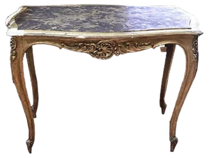 Golden Table with Faux Marble Shelf