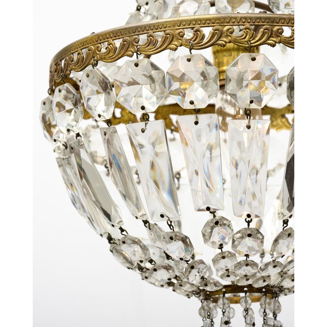 1920s 1920s French Louis XVI Crystal and Gilt Bronze Basket Chandelier For Sale - Image 5 of 9