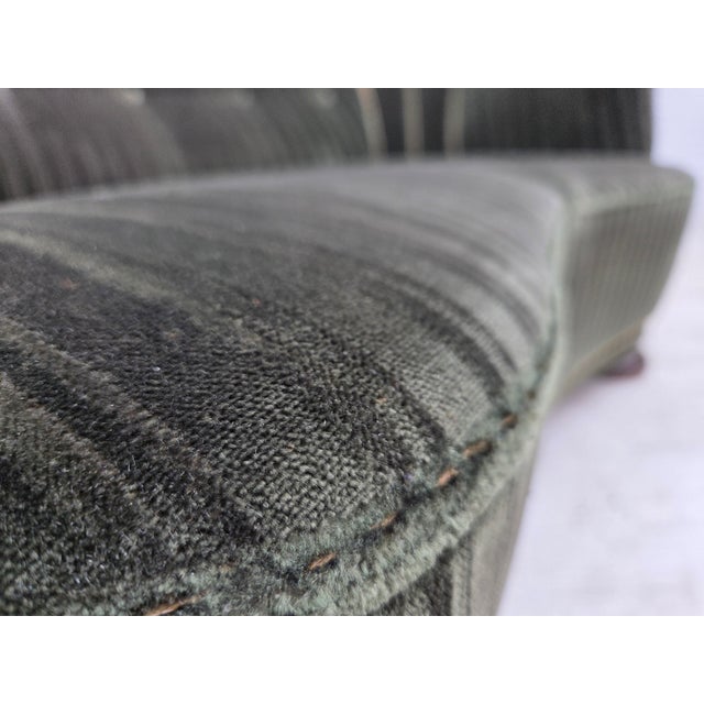 Danish 2-Seater Curved Sofa in Furniture Velour and Oak Wood, 1960s For Sale - Image 18 of 18