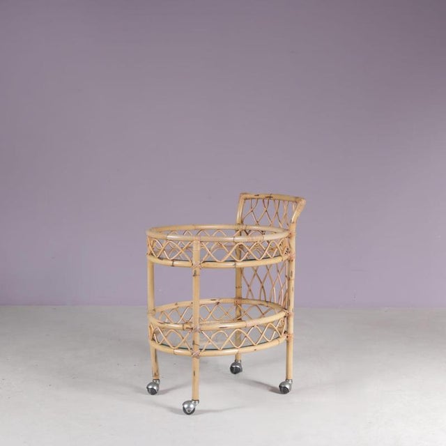 Bamboo Trolley with Glass Tops, Italy, 1950s For Sale - Image 11 of 13