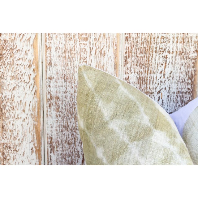 Vintage Holi Indian Olive Organic Silk Pillow For Sale - Image 4 of 10