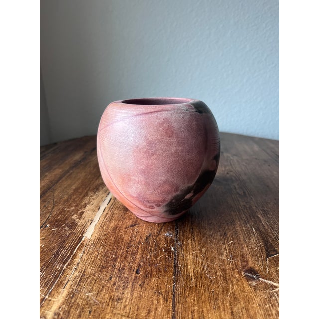 Red Saggar-Fired Studio Pottery Vase Signed Cf For Sale - Image 8 of 10