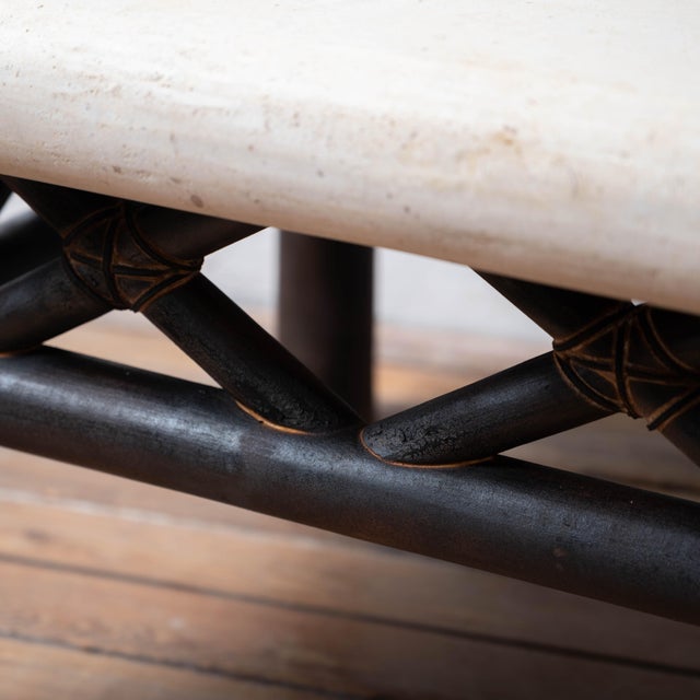 Shou Sugi Ban Bamboo and Stone Coffee Table, 1980s For Sale - Image 16 of 18